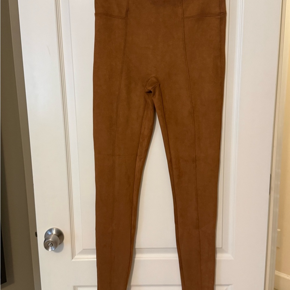 SPANX Brown Faux Suede Leggings
